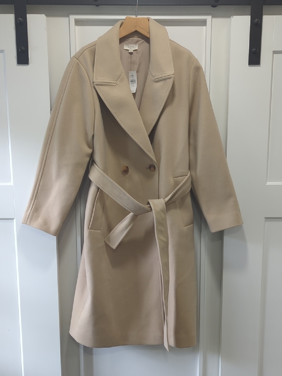LOFT Jackets & Blazers - LOFT Light Beige Double Breasted Belted Pea Coat Size Small